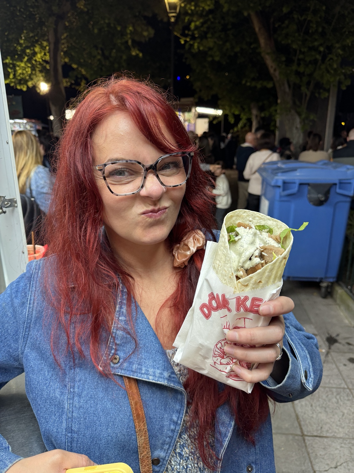 Amy with a kebab